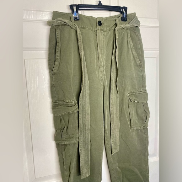 Anine Bing Kennedy Cargo Pants In Washed Khaki Green Size 29 - Picture 8 of 13
